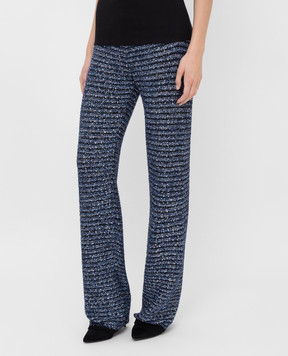 Balmain Blue trousers with sequins SF15226K464