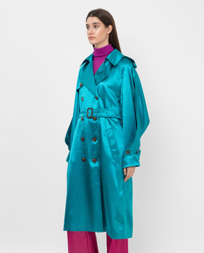 ALEXANDRE VAUTHIER Turquoise Double Breasted Trench Coat 214COA14001555