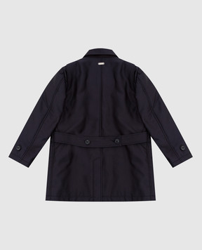 Stefano Ricci Children's dark blue patterned coat YAJ7400080PLK01A