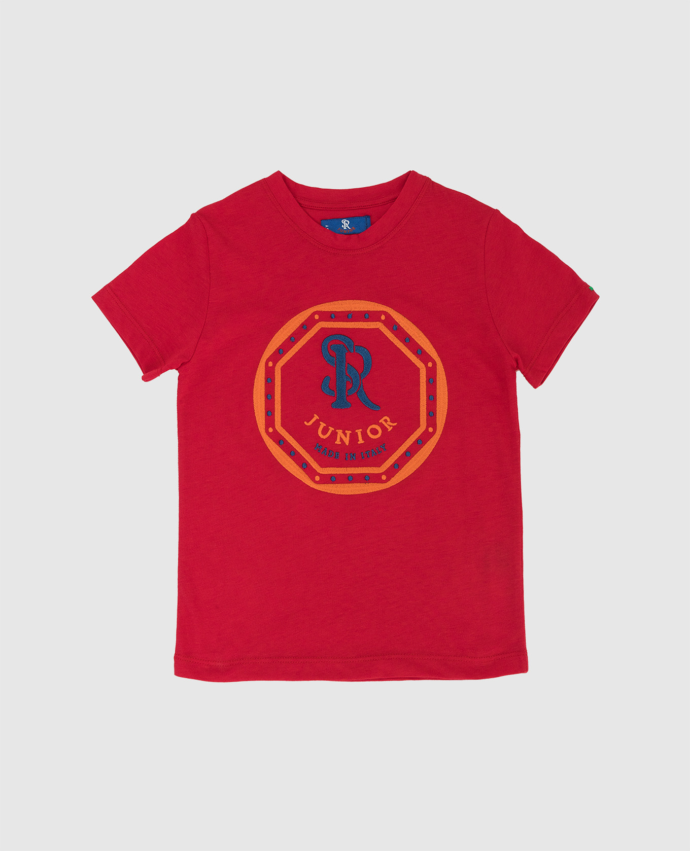 Children's red t-shirt with emblem embroidery stefano ricci