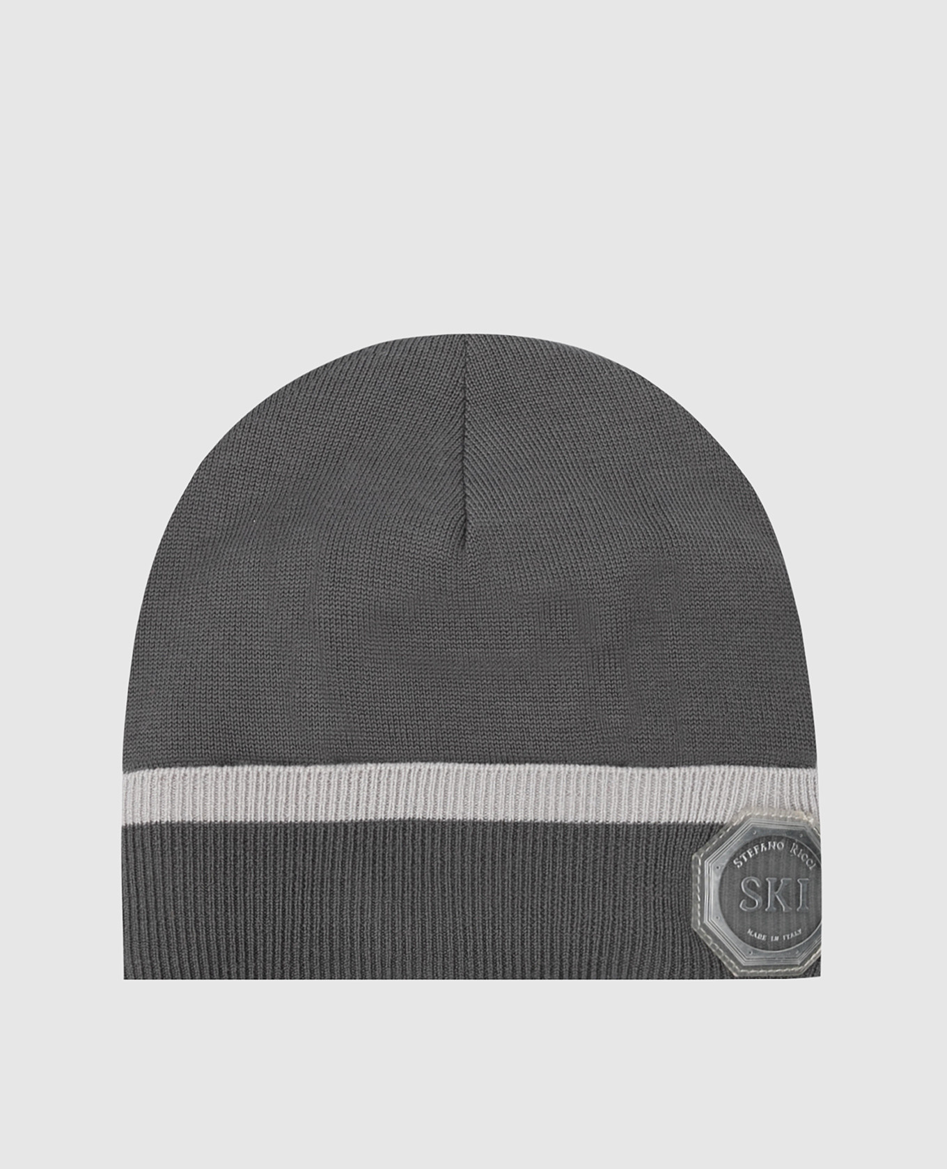 Children's gray wool hat with emblem stefano ricci