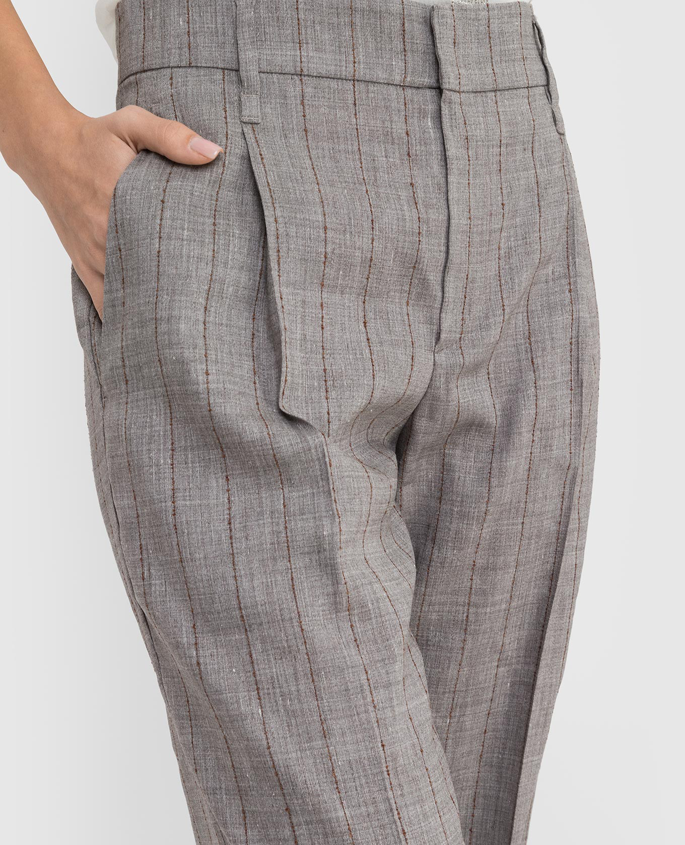 Striped linen and wool trousers Brunello Cucinelli 5