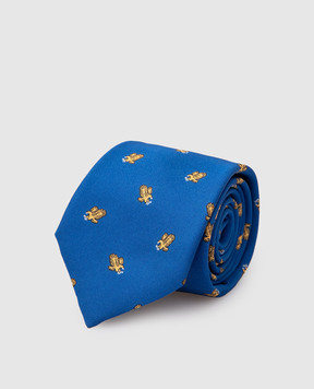 Stefano Ricci Children's blue silk set of patterned tie and shawl YDHNG601