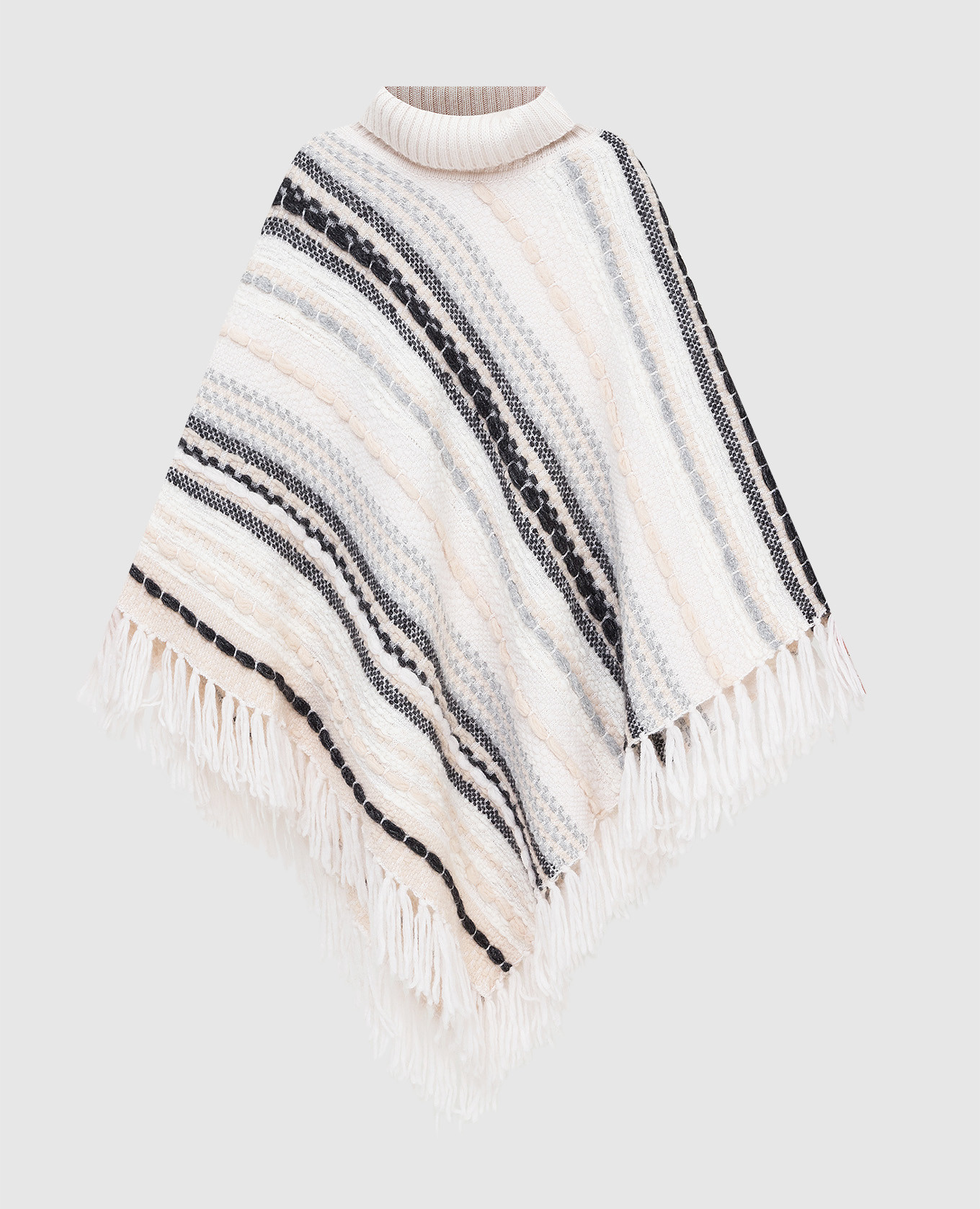 

Poncho in wool pattern with fringes Peserico, Бежевый