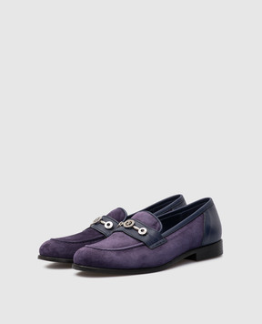 Stefano Ricci Kids Navy Suede Loafers YRU59CG887SDVTS