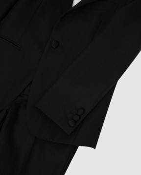 Stefano Ricci Children's black patterned wool suit Y2SF731260HC5373