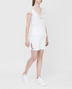 Ermanno Scervino White shorts with crystals D367P324KBP