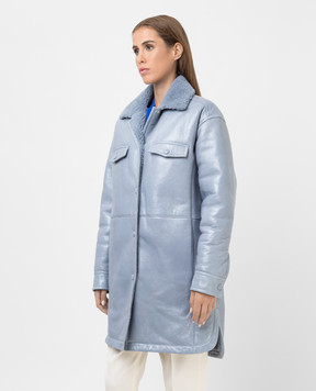 Yves Salomon Light blue sheepskin coat with slits 22WYM60295MEVN