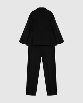 Stefano Ricci Children's black patterned wool suit Y2SF731260HC5373