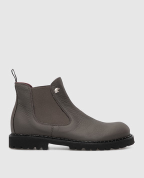 Stefano Ricci Kids Charcoal Leather Chelsea YRU10G857SK