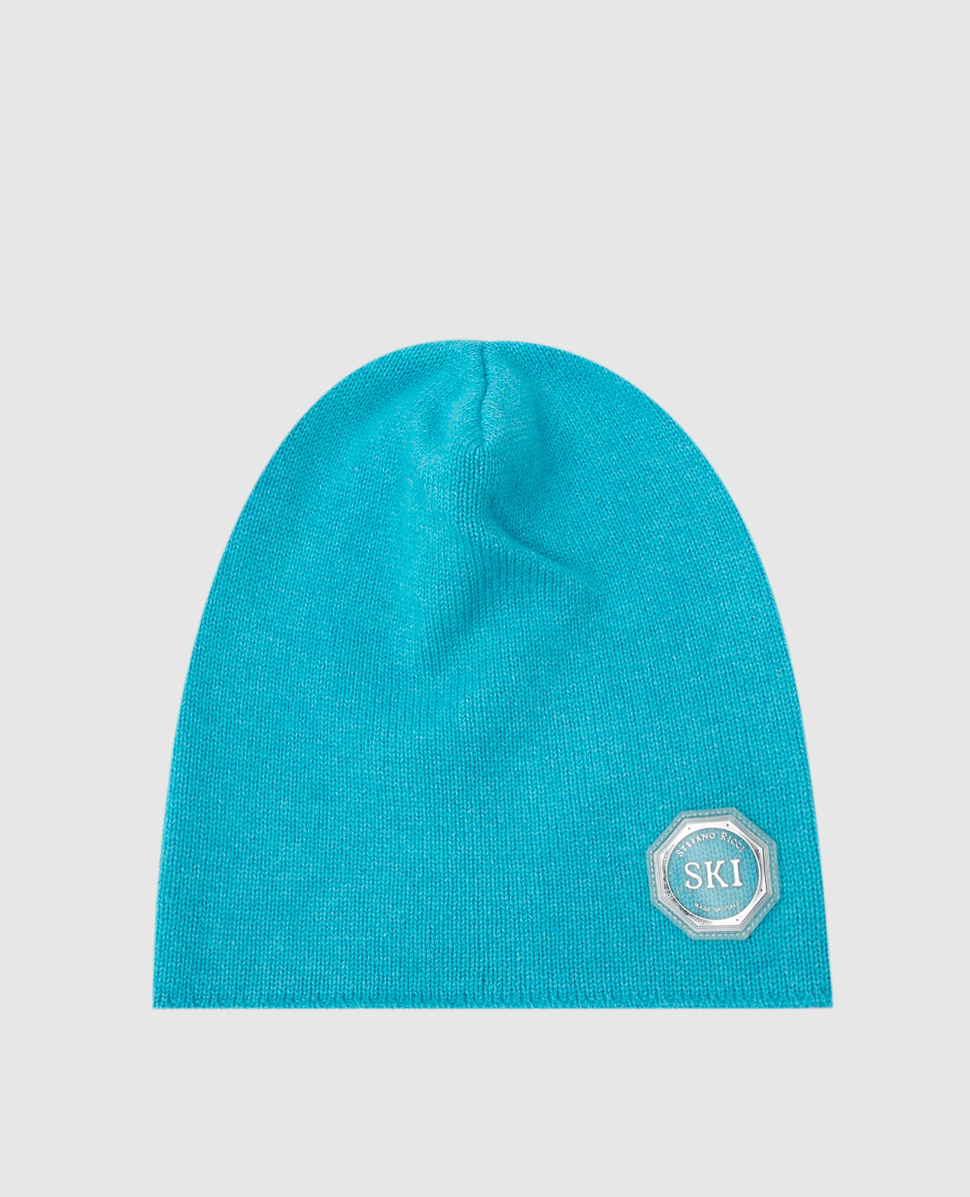 Patterned cashmere and silk baby hat in turquoise stefano ricci