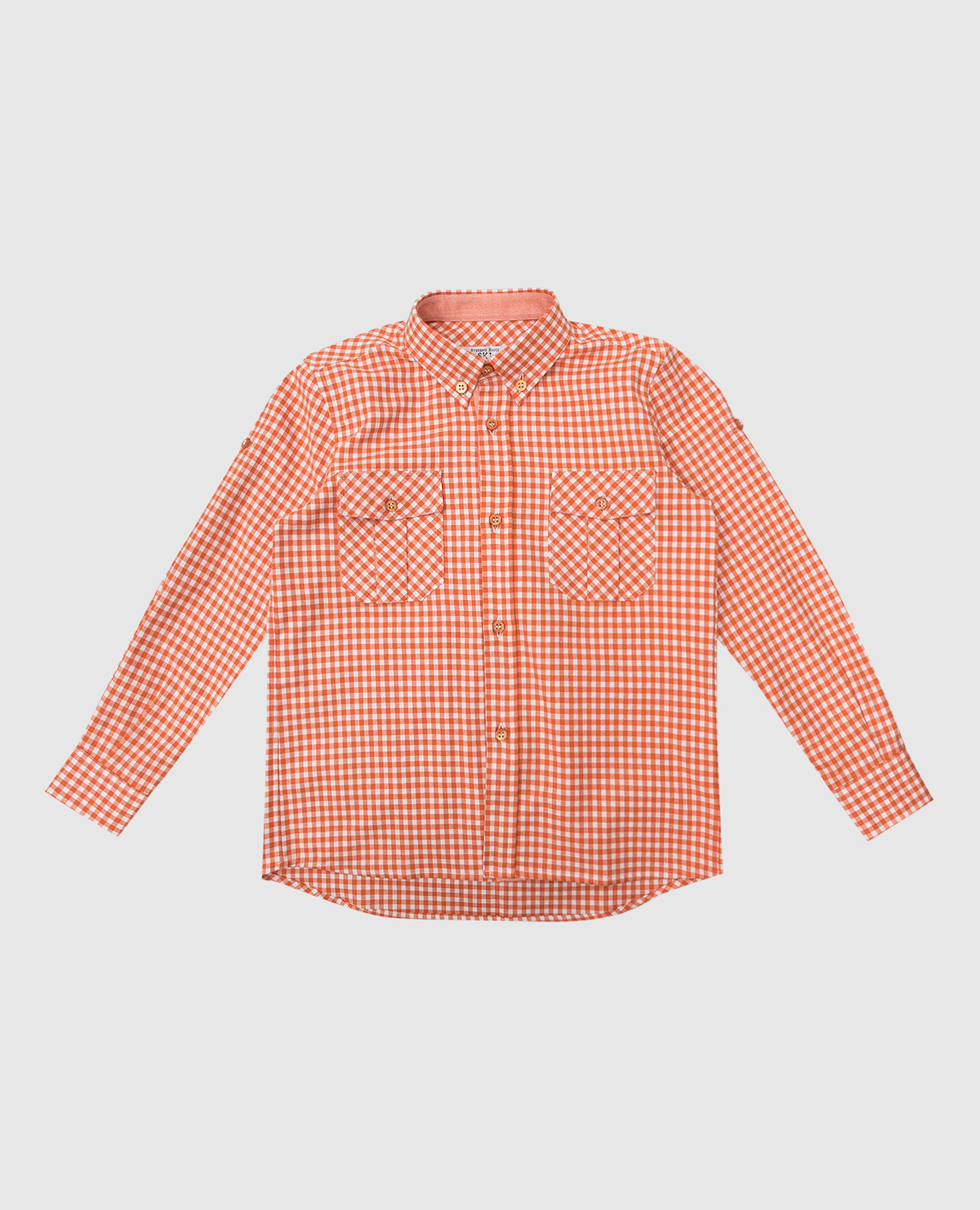 Children's orange plaid shirt stefano ricci