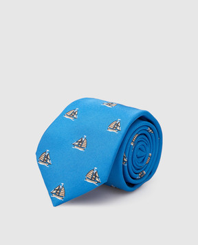 Stefano Ricci Children's blue silk set of patterned tie and shawl YDHNG600