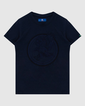 Stefano Ricci Children's dark blue t-shirt with embroidery YNH8400140803