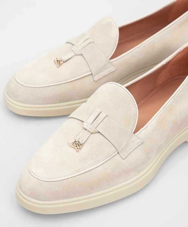 Santoni - Light Beige Suede Loafers WUYA59375TISNYPP - Online kopen bij  Symbol