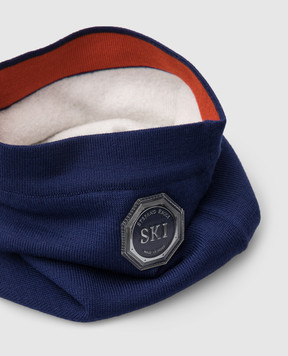 Stefano Ricci Children's blue wool collar with emblem YAK6S03SCAF6SA03