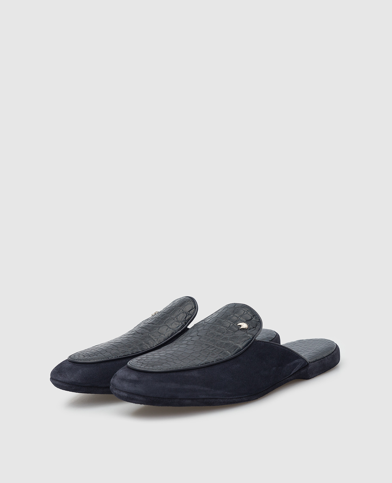 

Emblem leather slippers Stefano Ricci, Blue