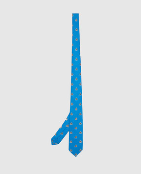 Stefano Ricci Children's blue silk set of patterned tie and shawl YDHNG600