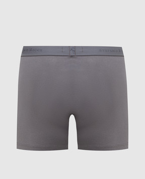 Stefano Ricci Gray boxer briefs with logo pattern BXM7COTTON