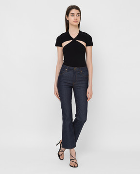 Khaite Vita black ribbed cutout bodysuit 8570400K400