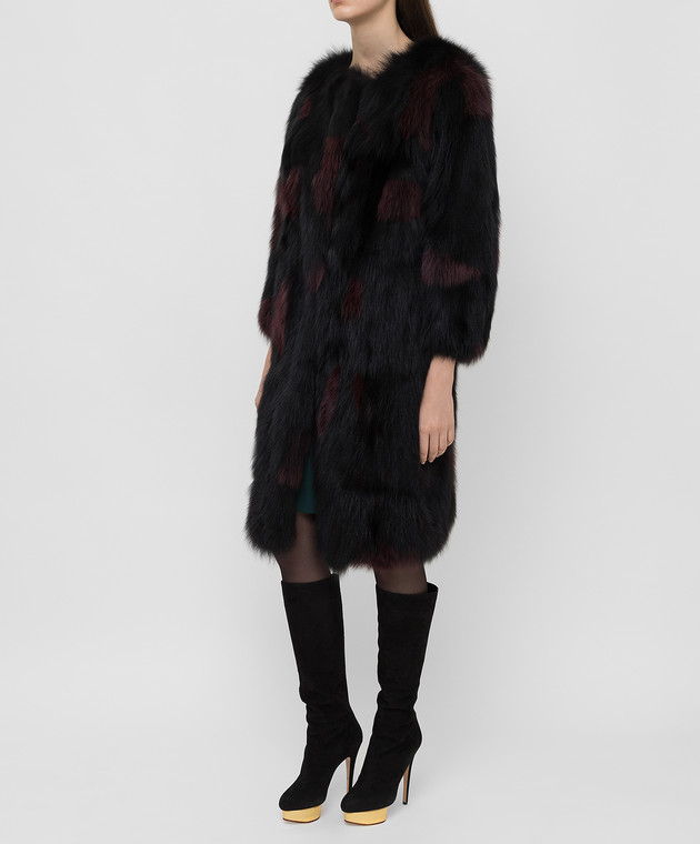 Simonetta Ravizza Cappotto in pelliccia di volpe nera SONX3