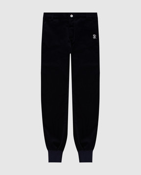Stefano Ricci Children's dark blue velor joggers YAT6S40030RS0002