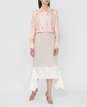 Lanvin Beige linen skirt RWST428T4342