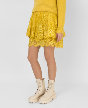 Ermanno Scervino Yellow fishnet mini skirt D392O327OJI