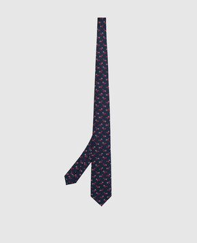 Stefano Ricci Children's navy blue silk patterned tie and pache scarf set YDHNG500