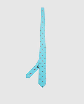 Stefano Ricci Children's blue silk set of patterned tie and shawl YDHNG600