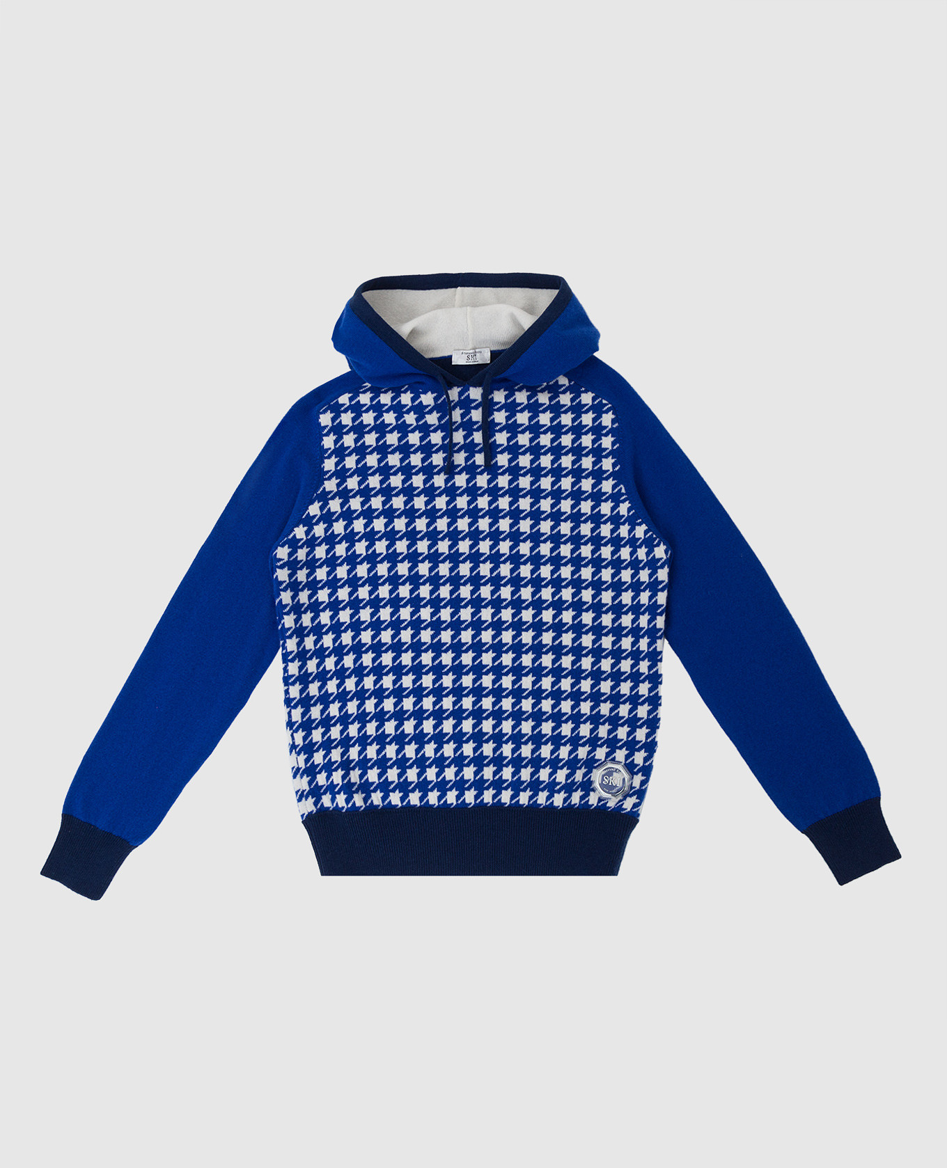 Children's blue patterned cashmere hoodie stefano ricci