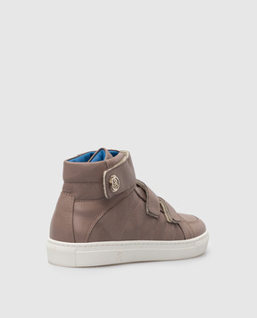 Stefano Ricci Children's dark beige patterned leather hi-tops YRU543G846VHVHAP