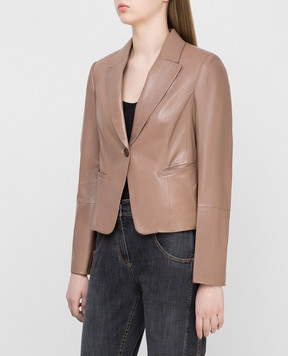 Brunello Cucinelli Dark beige leather jacket MPBIS8859