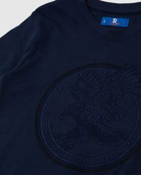 Stefano Ricci Children's dark blue t-shirt with embroidery YNH8400140803