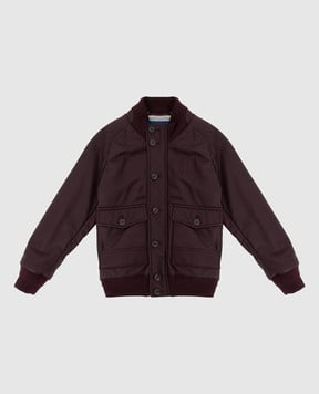 Stefano Ricci Children's leather bomber jacket with logo YAJ7400020NPMIL