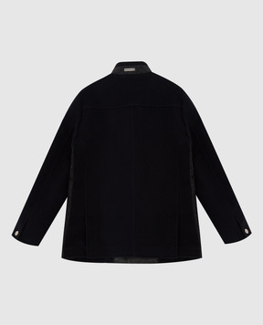 Stefano Ricci Children's dark blue cashmere coat YDJ94002804403