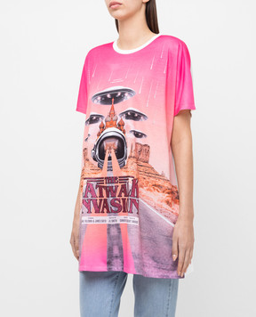 Twinset Long oversized T-shirt with print and crystals 211MT219A