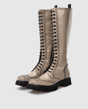 MYM Icarus beige leather boots with studs ICARUS