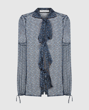 Philosophy di Lorenzo Serafini Blue silk blouse A0219