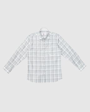 Stefano Ricci Children's light turquoise checked shirt YC002675LJ1661