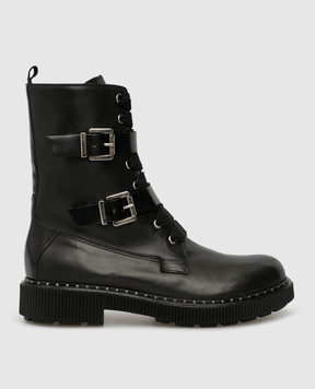Max & Co Leather biker boots with buckles MARINAIO
