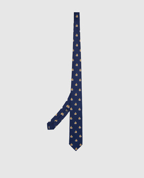 Stefano Ricci Children's navy blue silk patterned tie and pache scarf set YDHNG600