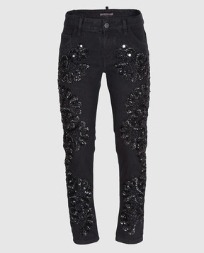 Amen Black jeans with sequins ACS17607