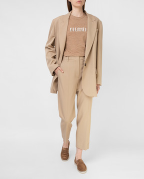 Brunello Cucinelli Beige Wool Cropped Pants MP033P7756