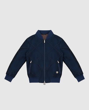 Stefano Ricci Children's bomber jacket in a pattern with leather inserts YDJ8400010HCAQUI