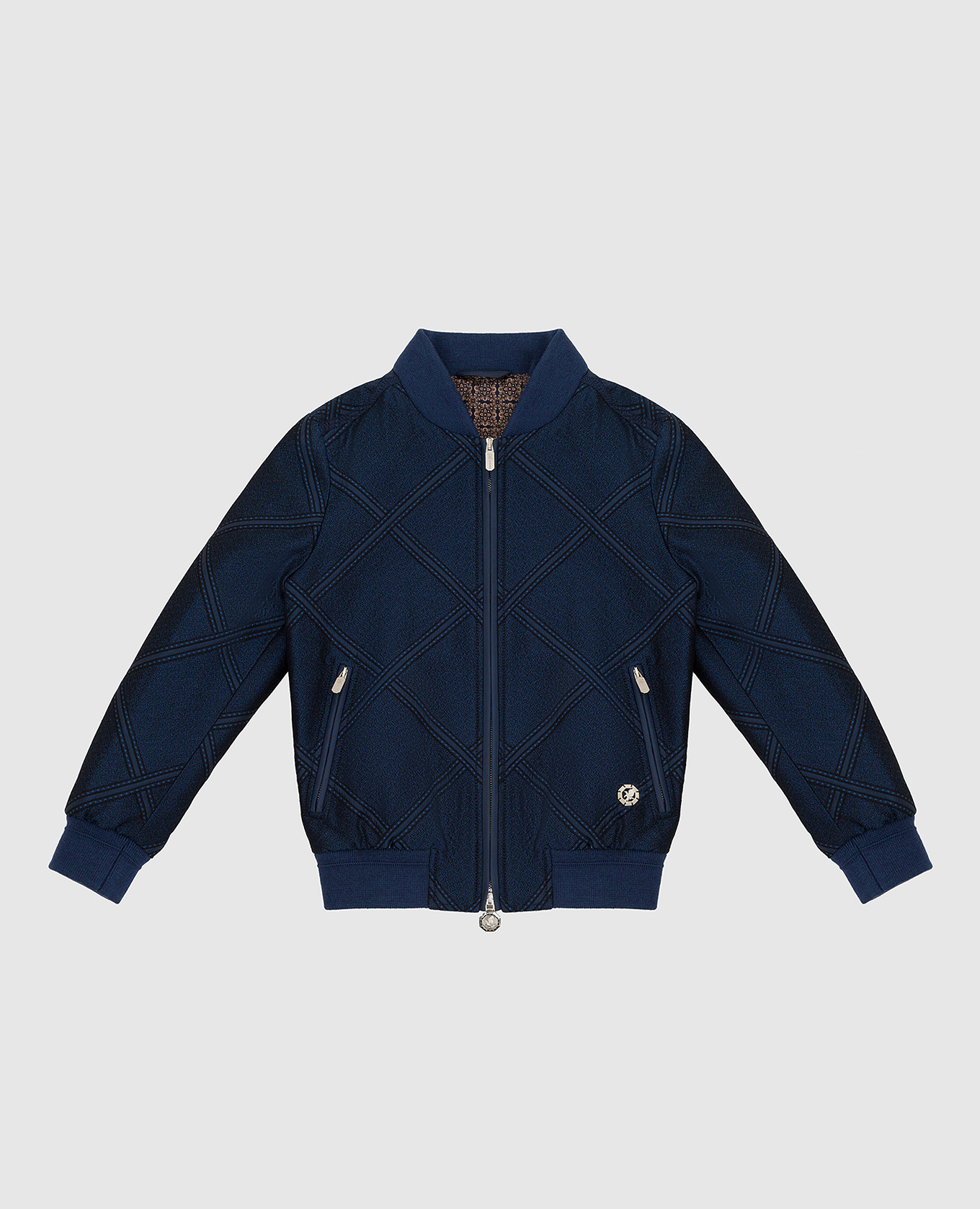 Children's bomber jacket in a pattern with leather inserts stefano ricci