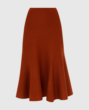 Gabriela Hearst Olive Terracotta Merino Wool Skirt 1219221A043