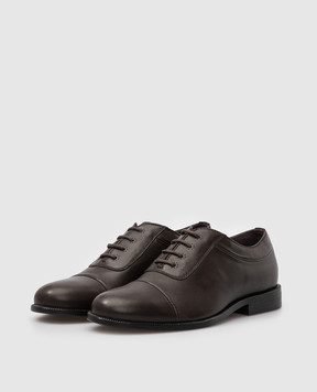 Stefano Ricci Children's dark brown leather oxford shoes YRU59CG889VB