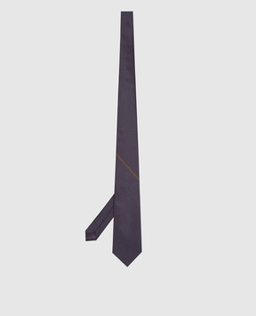 Stefano Ricci Dark beige silk tie in geometric pattern CXDD41073