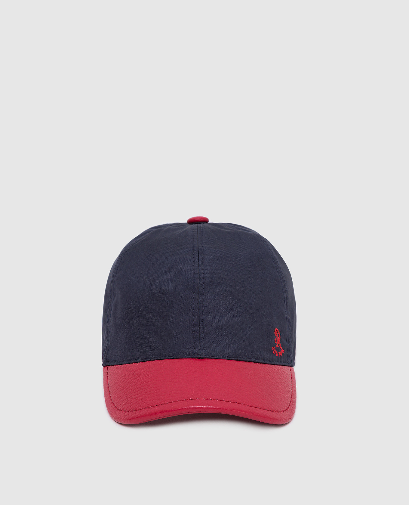 Children's navy blue silk and leather cap stefano ricci